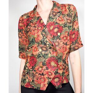 Vintage 80's/90's short sleeved blouse with sunflowers